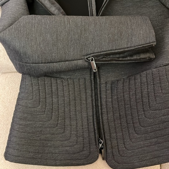 Vintage Emporio Armani Quilted Neoprene style blazer jacket gray size 10 - Picture 5 of 10